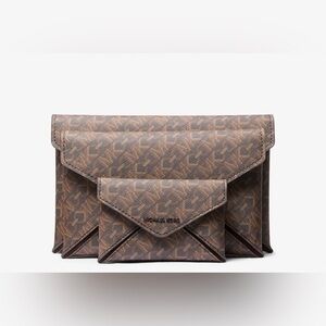 MICHAEL KORS JET SET TRAVEL JORTY 3-IN-1 EMPIRE MONOGRAM ENVELOPE WALLET